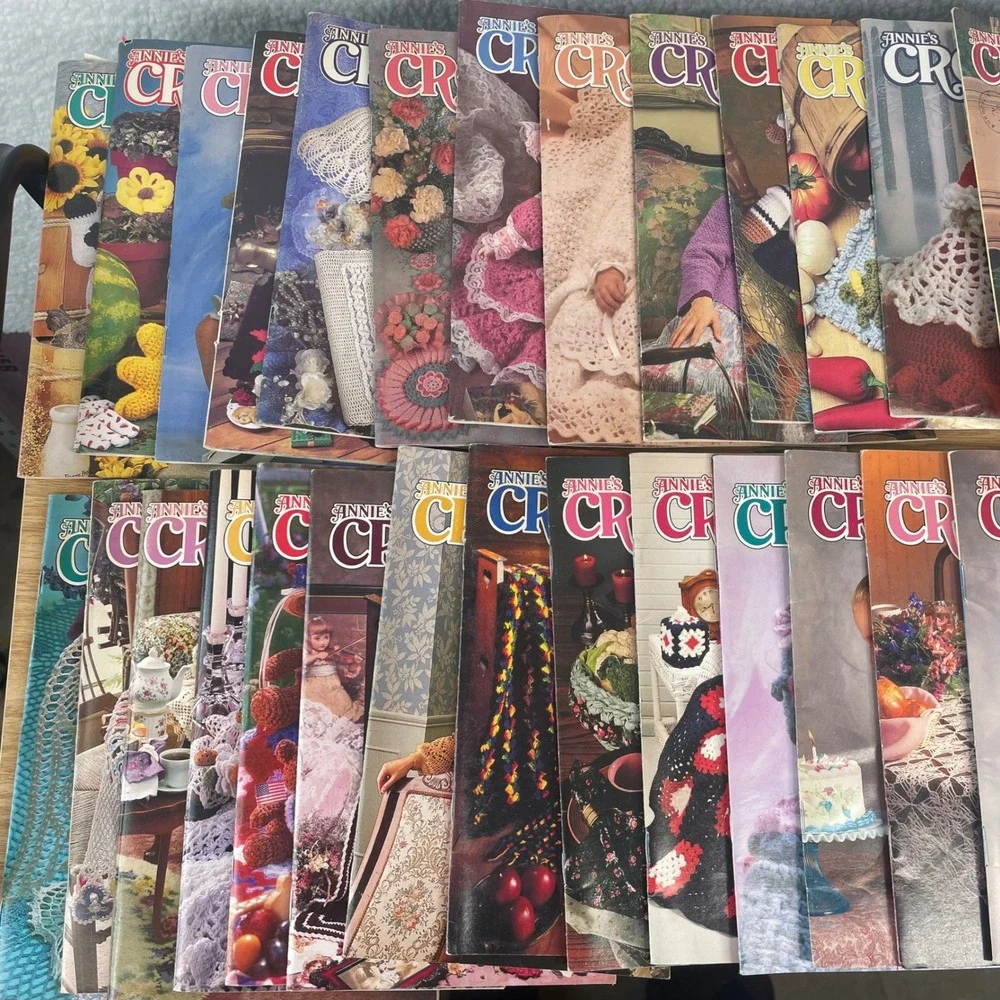 Vintage Annies Crochet Newsletter Magazine Qty 24 -  1980s 1990s Patterns